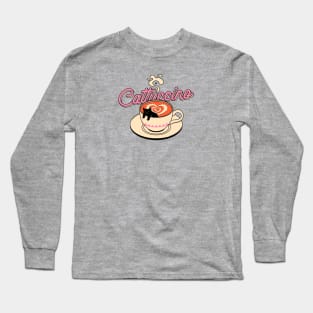 Cappuccino Black Cat in pink Long Sleeve T-Shirt